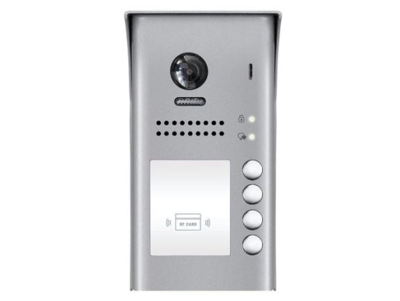 DPC-D250-4-ID dveřní stanice pro D2, 4x zvonek, barevná kamera, RFID, IP54, 1x zámek, montáž na omítku