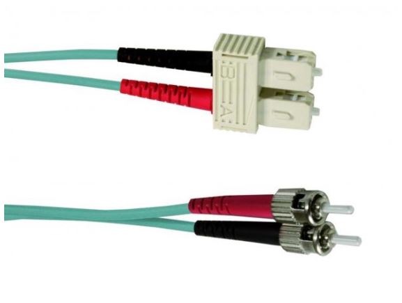 SC-ST-10-M53DL optický propojovací kabel SC-ST duplex MM 50/125um OM3, délka 10m, tyrkysová
