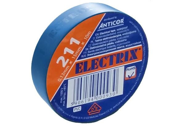 ELECTRIX 211P-04 elektroizolační páska PVC, 0,13mm x 15mm x 10m, světle modrá
