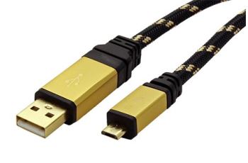 ROLINE 11.02.8825 Gold USB 2.0 kabel, USB A(M) - microUSB B(M), 0,8m