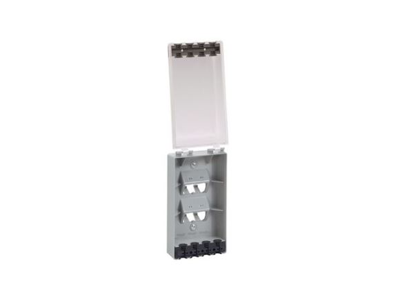 PANDUIT CFPWR4CIG zásuvka MINI-COM pro 4 moduly, modulární, na omítku, IP56, 147.3mm x 78.7mm x 38.1mm, šedá