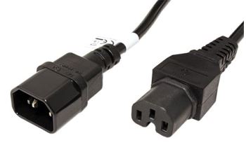 C14-C15-5M-BLACK-10A kabel napájecí IEC320 C14  - C15, 250V/10A, 3x1mm2, 5m, černý
