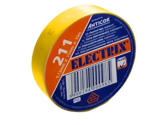 ELECTRIX 211P-07 elektroizolační páska PVC, 0,13mm x 15mm x 10m, žlutá