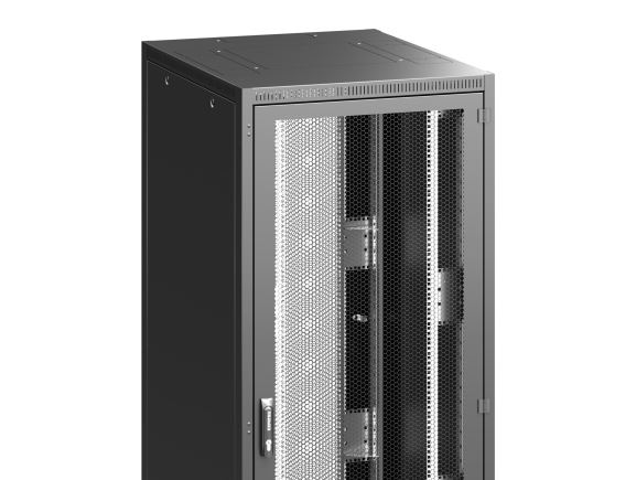 RM7-DO-42/60-WVWV-H přední dveře a zadní dveře s perforací 86%, v. 42U, š. 600mm, černé