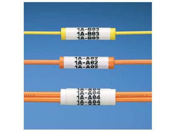 S100X160YAJ kabelová popiska, 40,6x25,4mm, průměr 6,4mm, polyester, bílý podklad, bal. 2500 kusů