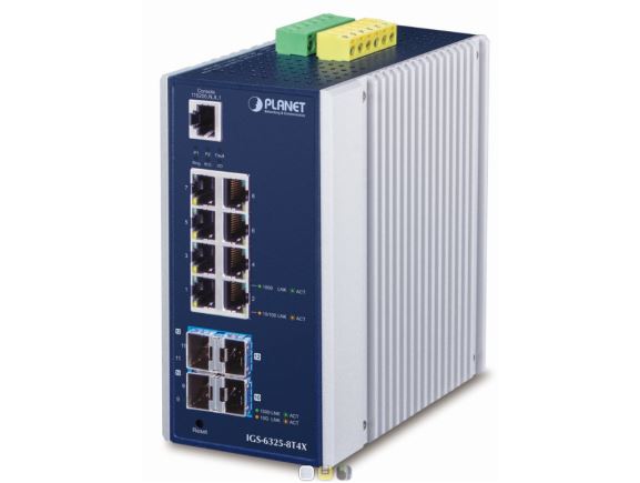 IGS-6325-8T4X switch L3, průmyslový, 8x 1Gb RJ-45, 4x 10Gb SFP+, IP30, fanless, managed