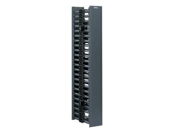 WMPVHC45E dvoukomorový vertikální vyvazovací panel NetRunner, v. 45U, š. 142mm, h 357mm, černý