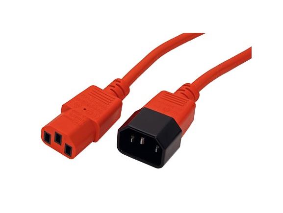 19.08.1525 kabel síťový prodlužovací IEC320 C14 - IEC320 C13, 0,8m, červený