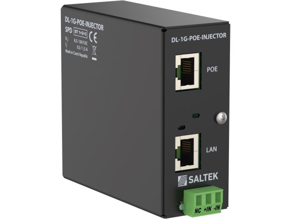 DL-1G-POE-INJECTOR přepěťová ochrana datové linky kat. 6 s konektory RJ45 a PoE injektorem, DIN