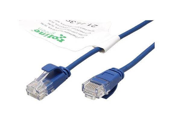 21.44.3942 Tenký propojovací kabel RJ45/RJ45, U/UTP, kat. 6A, AWG32, LSOH, 0,5m, modrý