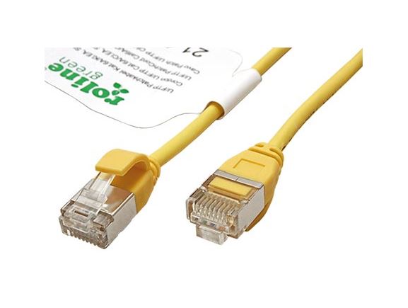 21.44.3324 Tenký propojovací kabel RJ45/RJ45, U/FTP, kat. 6A, AWG32, LSOH, 1,5m, žlutý