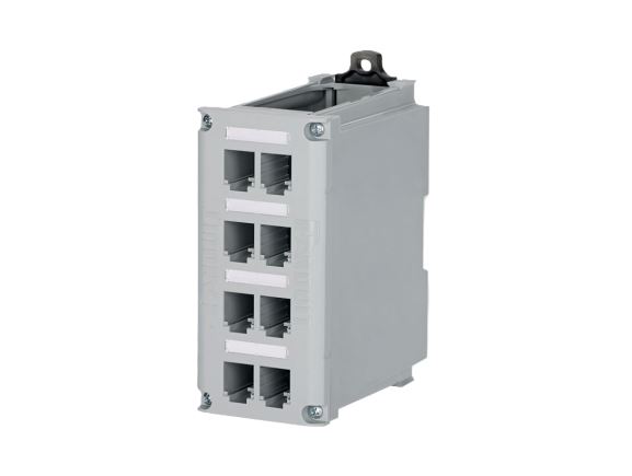 CDPP8RG 8mi portový držák na DIN lištu pro nestíněné moduly Panduit MINI-COM, šedý