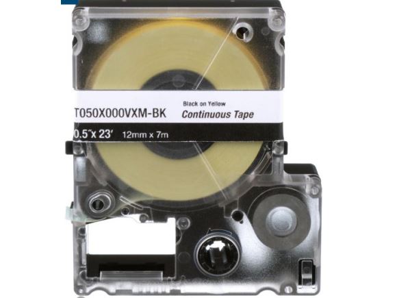 T038X000VXM-BK kazeta MP s kontinuální popisovací páskou, šířka 9mm, délka 7m, černá na žluté, vinyl