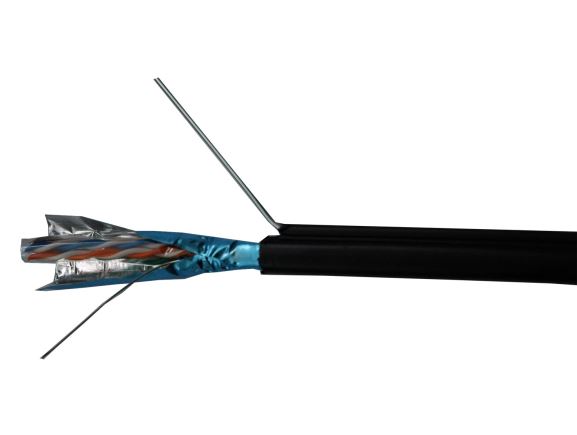 SXKD-5E-FTP-PE-SAM samonosný venkovní kabel F/UTP Fca, kat.5E, PE, černý, cívka 305m