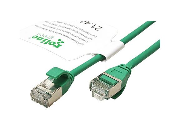 21.44.3331 Tenký propojovací kabel RJ45/RJ45, U/FTP, kat. 6A, AWG32, LSOH, 0,3m, zelený