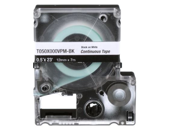 T038X000VPM-BK kazeta MP s kontinuální popisovací páskou, šířka 9mm, délka 7m, černá na bílé, vinyl