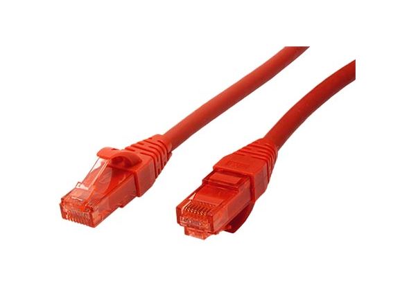 21.15.2510 Propojovací kabel RJ45/RJ45, U/UTP, 0,5m, kat. 6, LSOH, červený