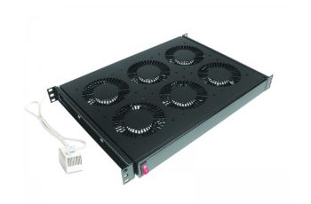 CONTEG DP-VEN-06-H ventilační jednotka, 6x ventilátor, 230V, s termostatem, 19&quot;, černá