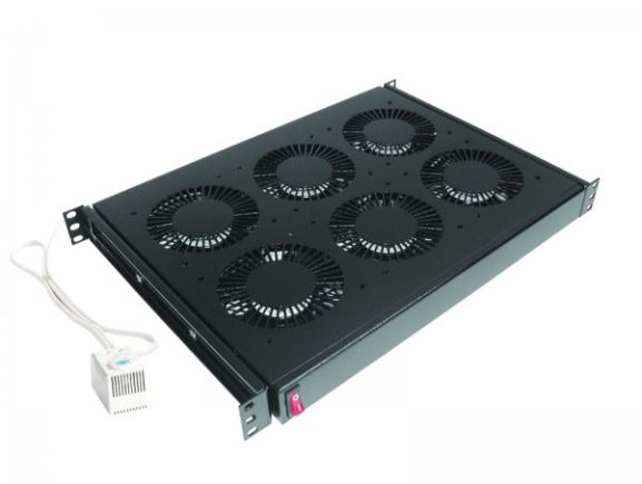 CONTEG DP-VEN-04-H ventilační jednotka, 4x ventilátor, 230V, s termostatem, 19", černá