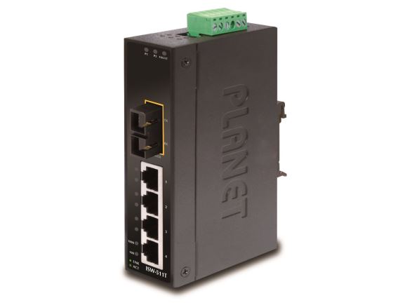 ISW-511TS15 Průmyslový switch a konvertor, L2, 4×LAN, 1×SC multimode