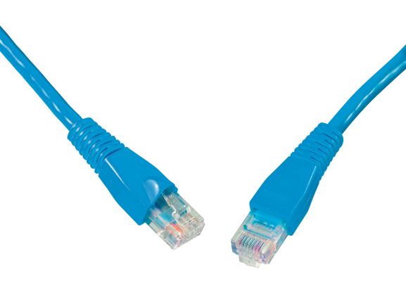 C5E-114BU-1MB propojovací kabel RJ45/RJ45, U/UTP, 1m, kat. 5E, PVC, modrý