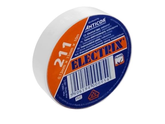 ELECTRIX 211P-03 elektroizolační páska PVC, 0,13mm x 15mm x 10m, bílá