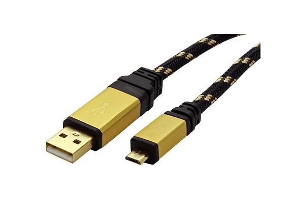ROLINE 11.02.8826 Gold USB 2.0 kabel, USB A(M) - microUSB B(M), 1,8m