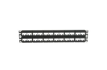 CPP48WBLY Patch panel pro 48 modulů MINI-COM, 2U, 19", neosazený, černý
