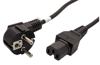 C7/7-C15-15-BL2 kabel napájecí IEC320 CE 7/7  - C15 Power Cord,  250V/10A,3x0,75mm2, 2m, černý