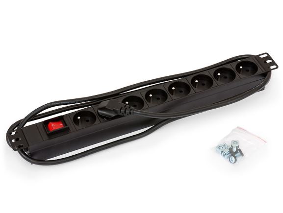 RAB-PD-X03-A1 Napájecí panel, 8xUTE, 16A, 19", vypínač, 2m kabel se zástrčkou UTE