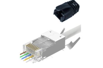 RJ45-6A/7S-25 Konektor EasyConnect RJ45 s návlekem, kat. 6A/7, STP na drát/lanko AWG23-24,bal. 25ks