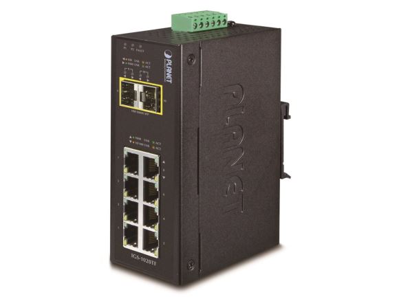 IGS-1020TF Průmyslový switch, L2, 8×GLAN, 2×SFP