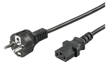 19.92.0020 kabel síťový, 230V, 10A, vidlice CEE 7/7(M) - IEC320 C13, s přímou vidlicí, 2m, černý