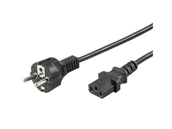 19.92.0020 kabel síťový, 230V, 10A, vidlice CEE 7/7(M) - IEC320 C13, s přímou vidlicí, 2m, černý