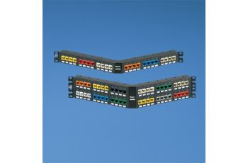 NKPPA48HDY Úhlový HD patch panel pro 48 modulů NetKey, 1U, 19", neosazený, s popisky, černý NKPPA48HDY Úhlový HD patch panel pro 48 modulů NetKey, 1U, 19", neosazený, s popisky, černý