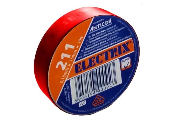 ELECTRIX 211P-05 elektroizolační páska PVC, 0,13mm x 15mm x 10m, červená