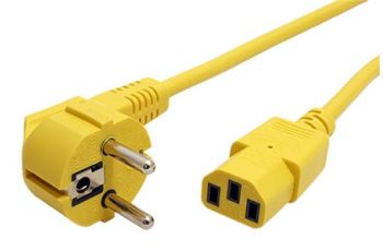 19.08.1011 kabel síťový 230V,10A, vidlice CEE 7/7(M) - IEC320 C13, 1,8m, žlutý