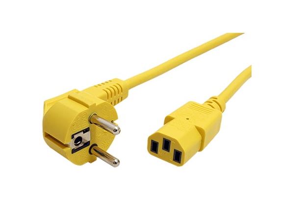 19.08.1011 kabel síťový 230V,10A, vidlice CEE 7/7(M) - IEC320 C13, 1,8m, žlutý