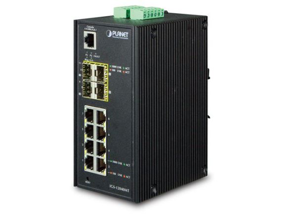 IGS-12040MT switch 8-Port 10/100/1000T + 4-Port 100/1000X SFP Managed Switch (-40~75C)
