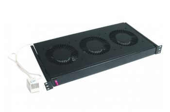 CONTEG DP-VEN-03-H ventilační jednotka, 3x ventilátor, 230V, s termostatem, 19&quot;, černá