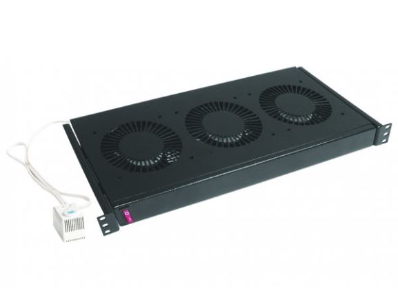 CONTEG DP-VEN-02-H ventilační jednotka, 2x ventilátor, 230V, s termostatem, 19", černá