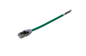 STP28X1MGR Tenký stíněný propojovací kabel RJ45/RJ45, F/UTP, kat. 6A, 1m, AWG28, LSZH, zelený STP28X1MGR Tenký stíněný propojovací kabel RJ45/RJ45, F/UTP, kat. 6A, 1m, AWG28, LSZH, zelený