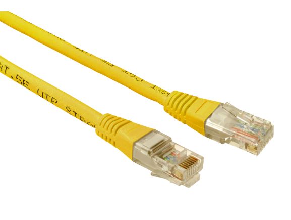 C5E-155YE-2MB propojovací kabel RJ45/RJ45, U/UTP,  2m, kat. 5E, žlutý