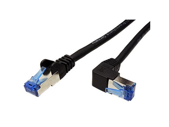 21.92.2400 propojovací kabel RJ45 - lomený RJ45, S/FTP, kat. 6A, 0,25m, černý