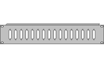 MEP RE4622 panel s děrováním pro konektory nebo spojky D-SUB 25 pinů, 16 pozic, 2U, 19&quot;, černý