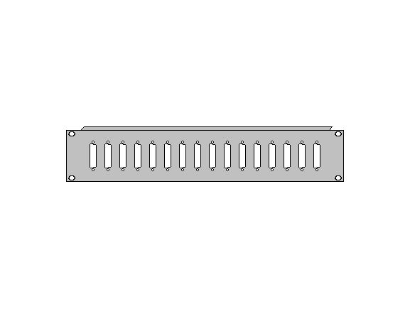 RE4622 panel s děrováním pro konektory nebo spojky D-SUB 25 pinů, 16 pozic, 2U, 19", černý