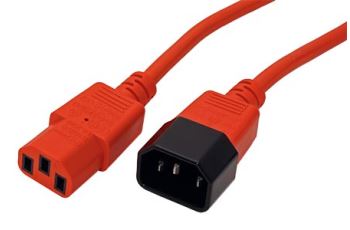 19.08.1520 Prodlužovací síťový kabel, IEC320 C14 - IEC320 C13, 1,8m, červený