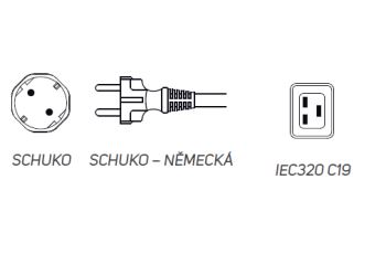 CONTEG IP-C-C9SH25 kabel napájecí IEC 320 C19 - Schuko (zástrčka), délka 2,5m